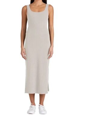 Sleeveless Frank and Oak Scoop Neck Rib Midi Dress in Pink-Taupe